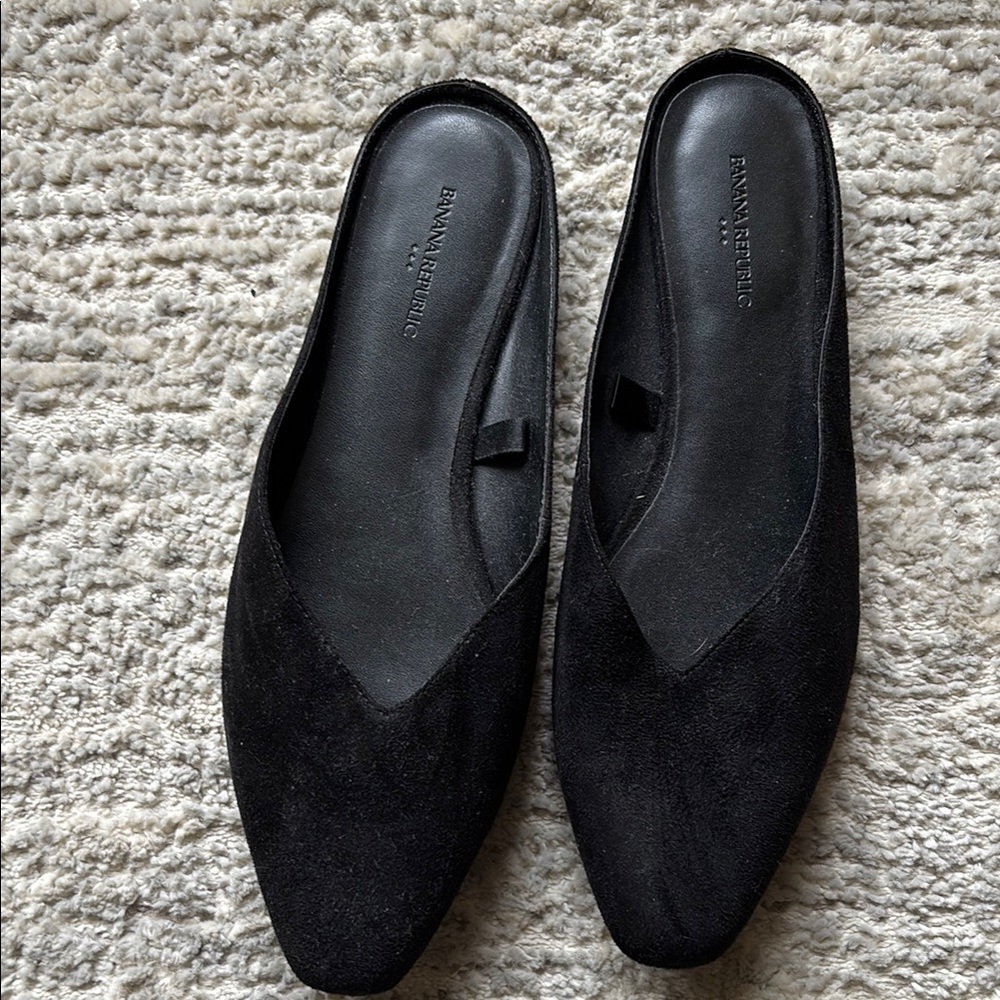 Banana Republic Black Suede Mules